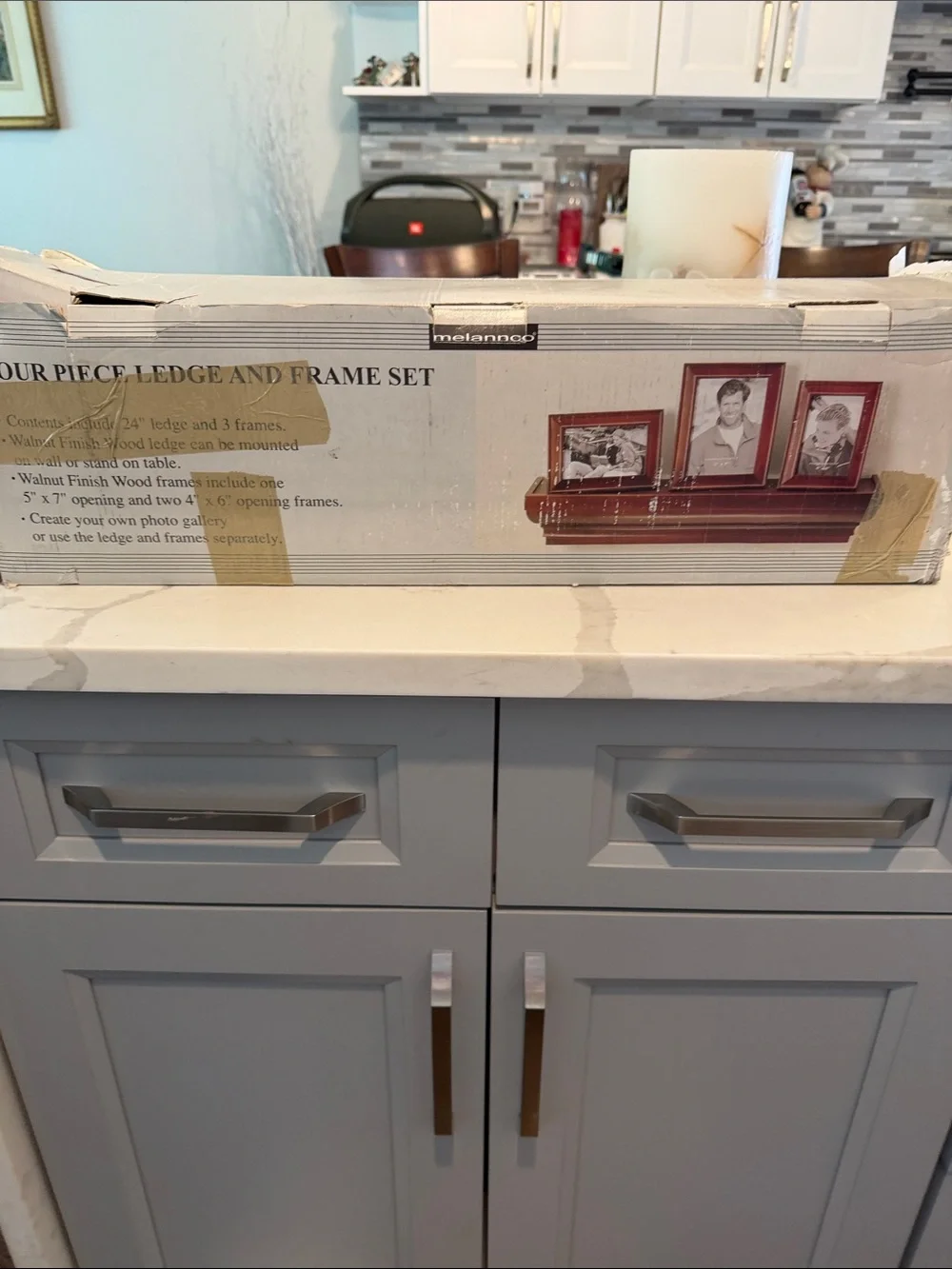 Melannco 4 piece Walnut Wood Ledge and Frame Set - Walnut